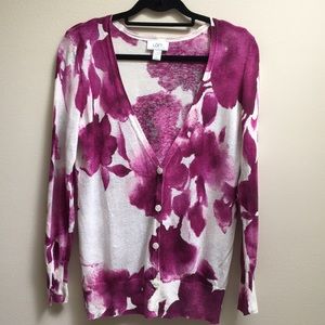 LOFT V-Neck Floral Cardigan